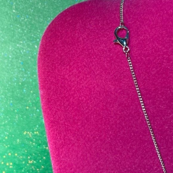 Pet Paw Print Necklace Sterling Silver Green Rhinestone Puppy Dogs Bedazzled Y2K - Picture 7 of 17